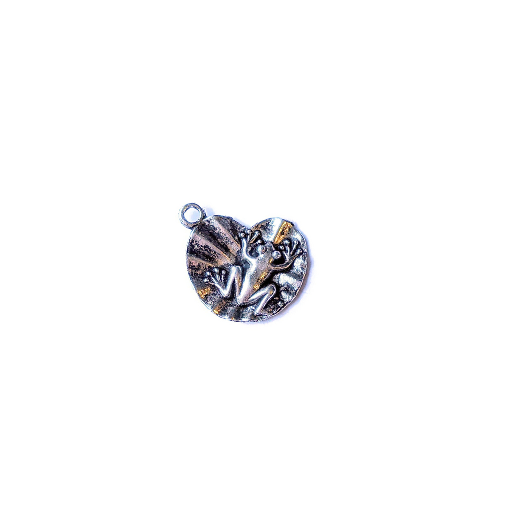 Silver Frog on a Lily Pad Charm