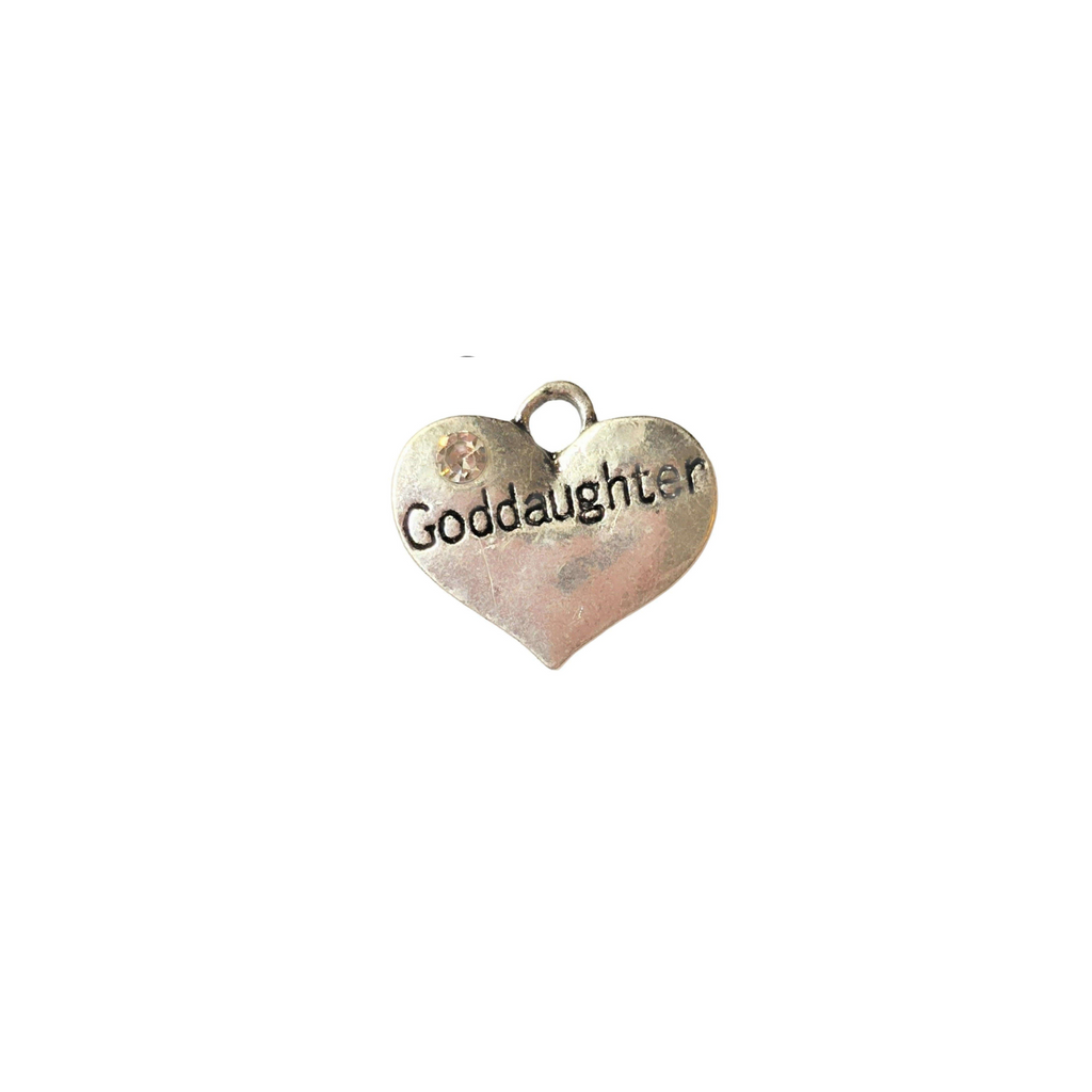 Silver God Daughter Heart Charm