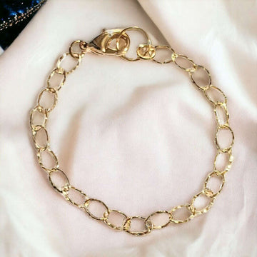 14K Gold Filled Hammered Charm Bracelet Base - D.i.y. - Build Your Charm Bracelet!