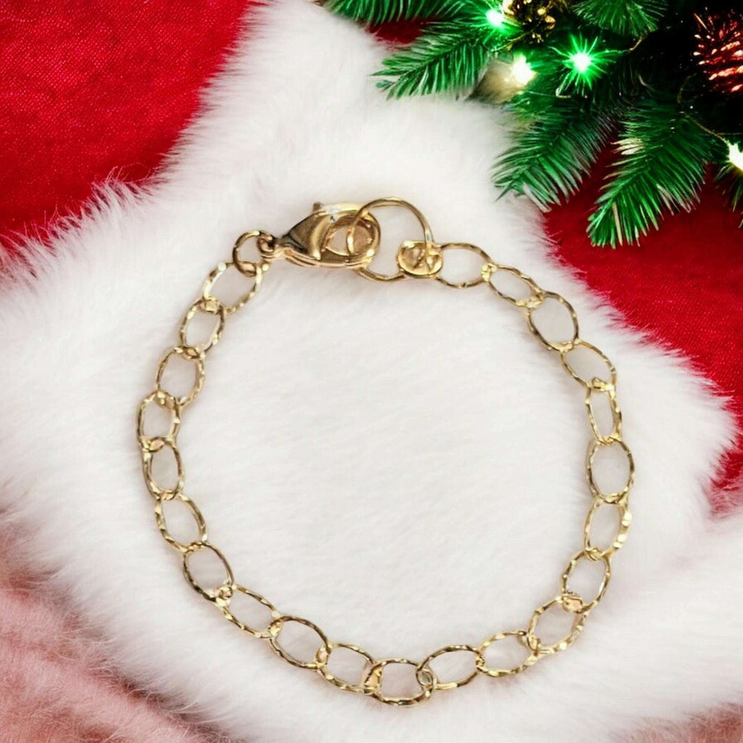 14K Gold Filled Hammered Charm Bracelet Base - D.i.y. - Build Your Charm Bracelet!