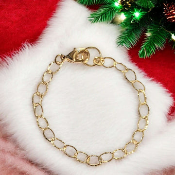 14K Gold Filled Hammered Charm Bracelet Base - D.i.y. - Build Your Charm Bracelet!