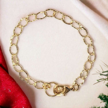 14K Gold Filled Hammered Charm Bracelet Base - D.i.y. - Build Your Charm Bracelet!