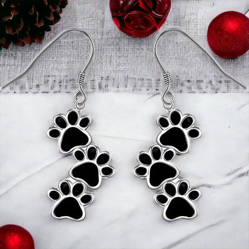 Dog Paws Enamel Earrings