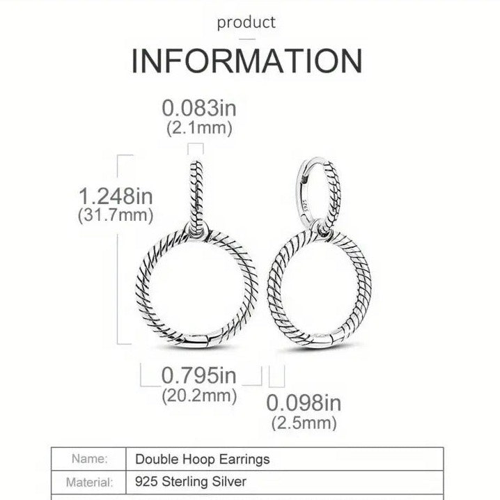 Sterling Double Hoop Sun Earrings, 3 in 1 Hoops