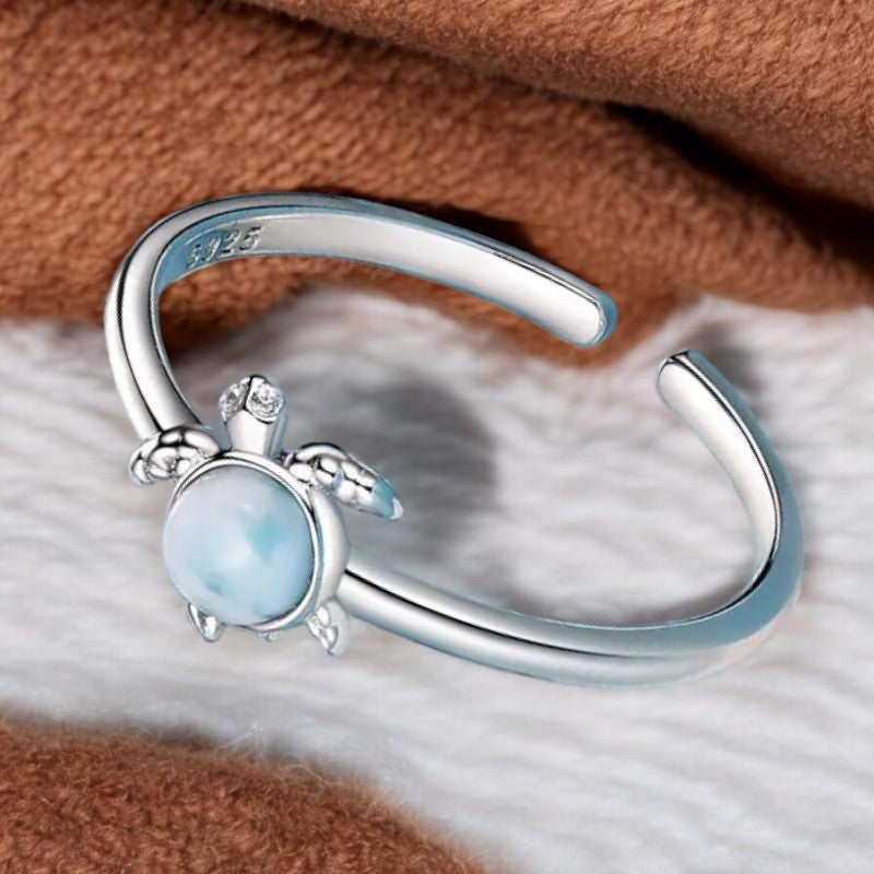 Larimar Sea Turtle Ring