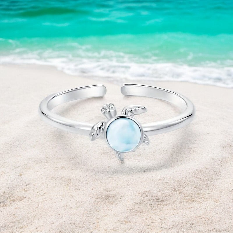 Larimar Sea Turtle Ring