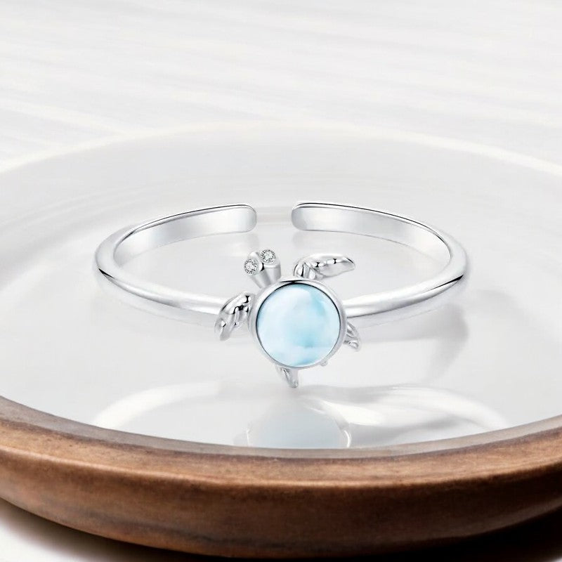 Larimar Sea Turtle Ring