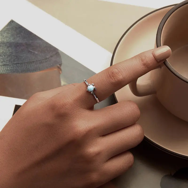 Larimar Sea Turtle Ring