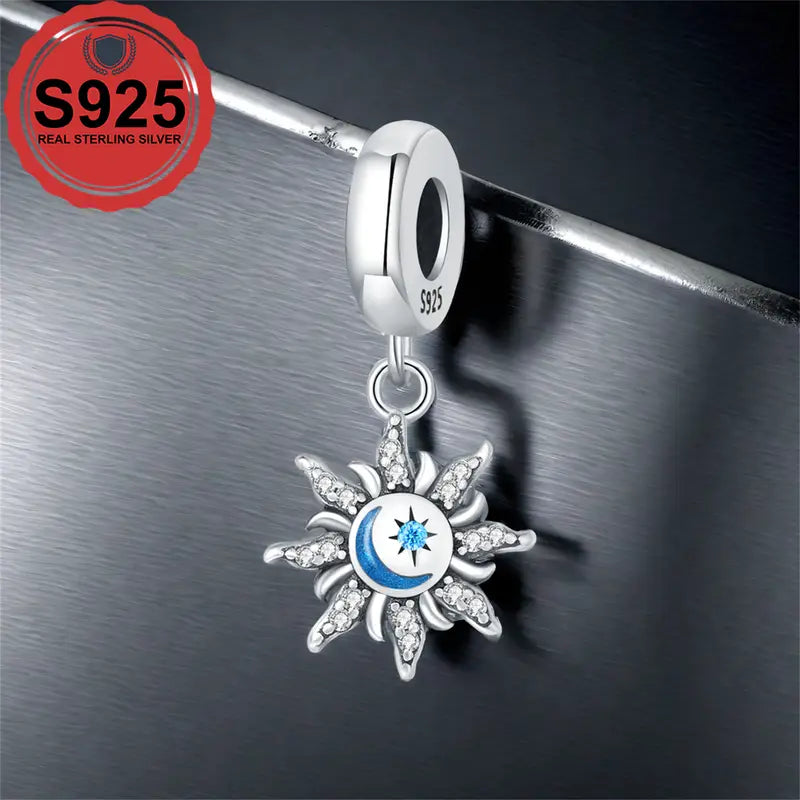 Moon Sun Star II Sterling Silver Toggle Charm Necklace, 20 inches