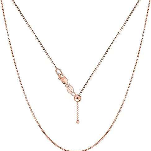 18K Rose Gold Adjustable Box Chain, adjustable up to 24 inches