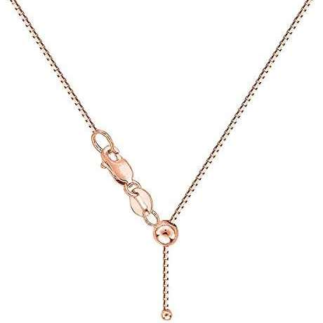 18K Rose Gold Adjustable Box Chain, adjustable up to 17 inches