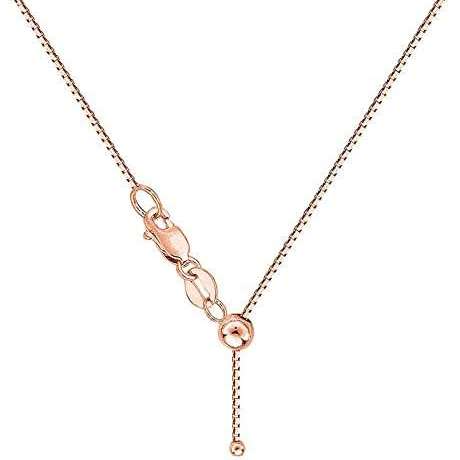 18K Rose Gold Adjustable Box Chain, adjustable up to 24 inches