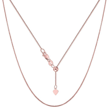 18K Rose Gold Adjustable Box Chain, adjustable up to 17 inches