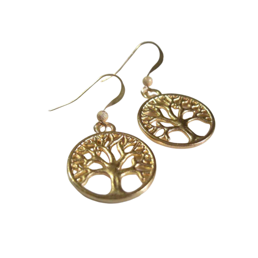 Tree of Life dangle earrings, gold