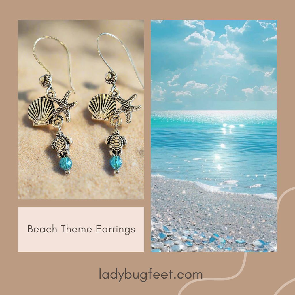 Beach Theme Earrings - Silver