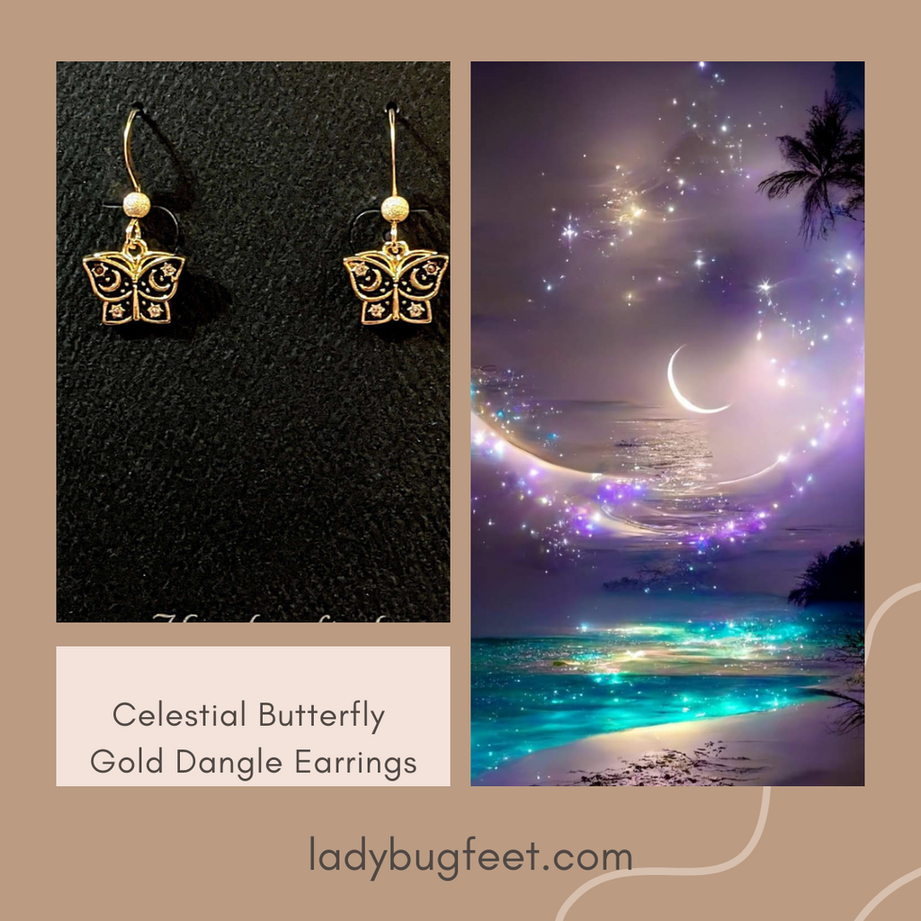 Celestial Butterfly Gold dangle earrings