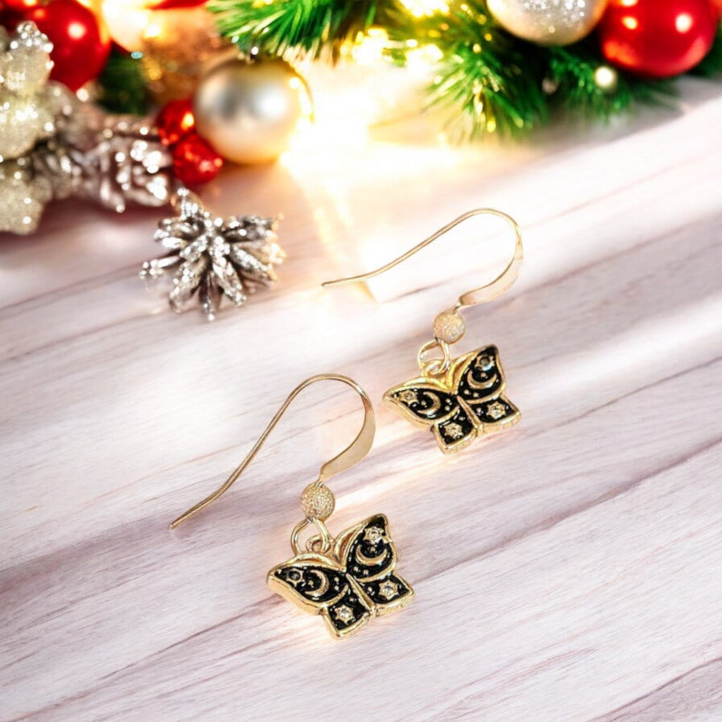 Celestial Butterfly Gold dangle earrings