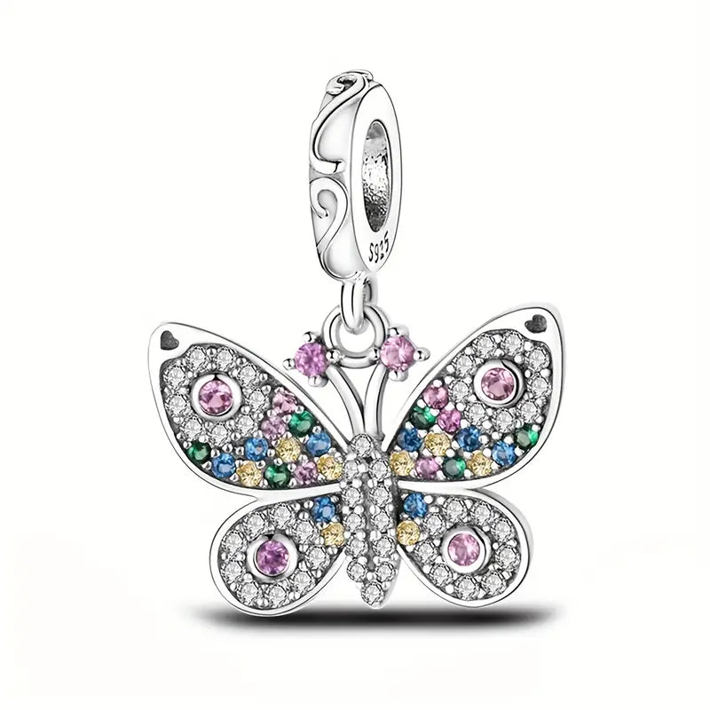 Butterfly Sterling Silver Toggle Charm Necklace, 20 inches