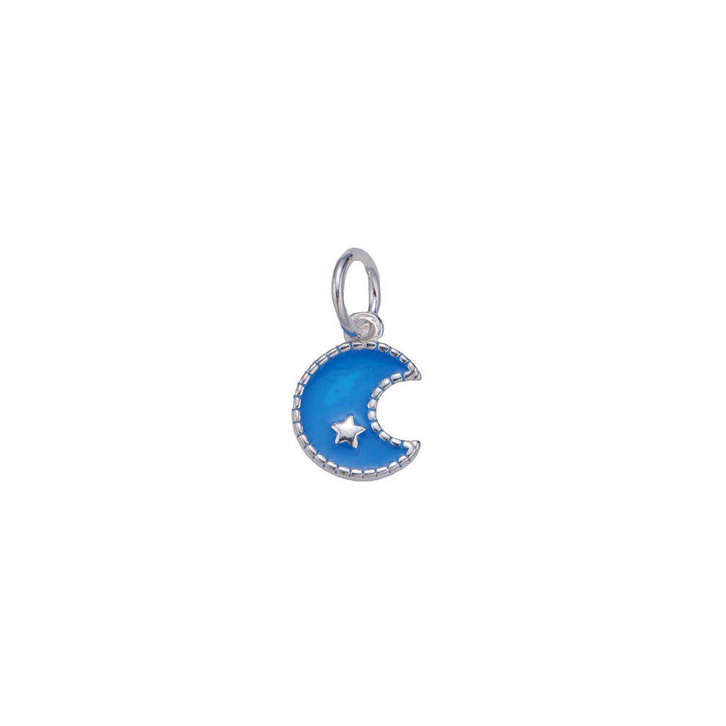 Silver & Blue Crescent Moon and Star charm