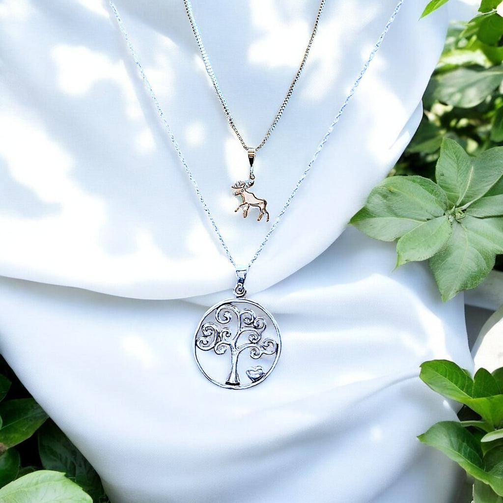 Moose & Tree of Life Necklace Set