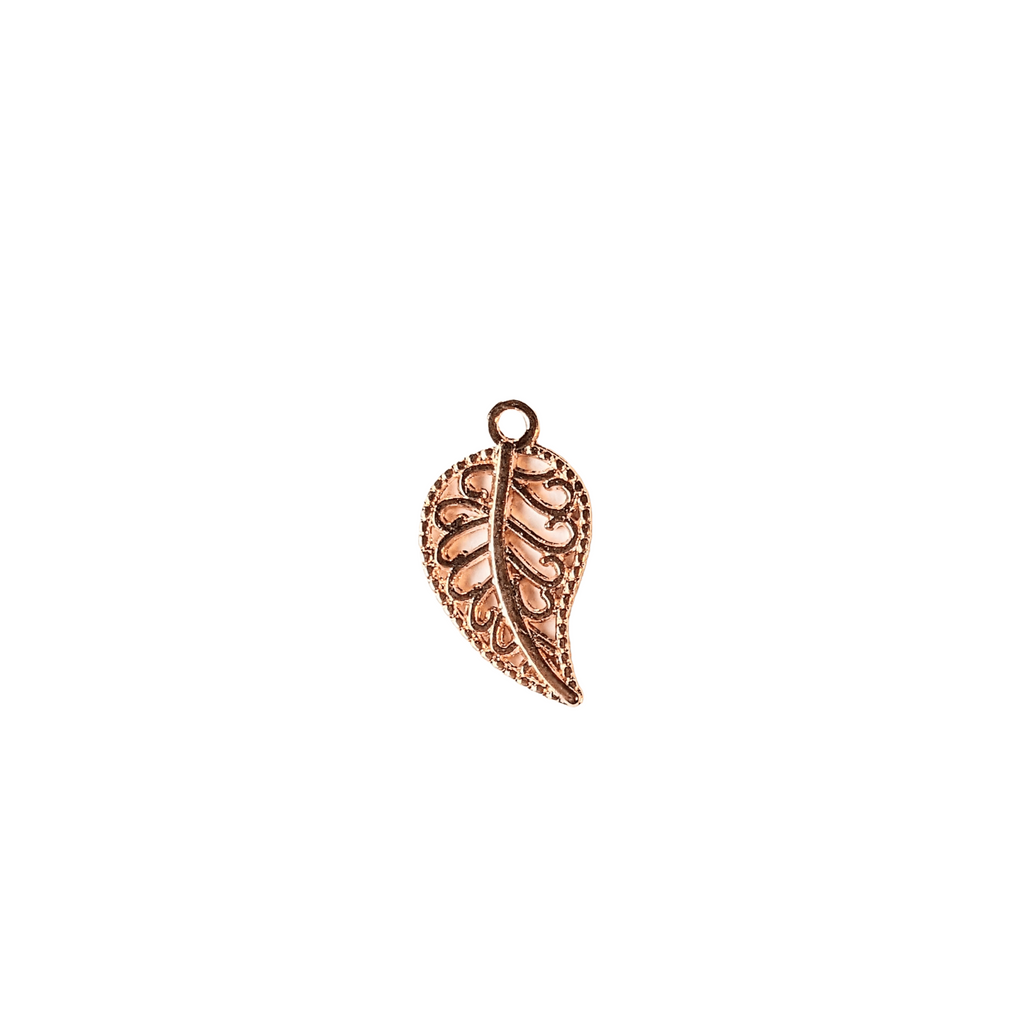 Rose-Gold Filigree Leaf Charm