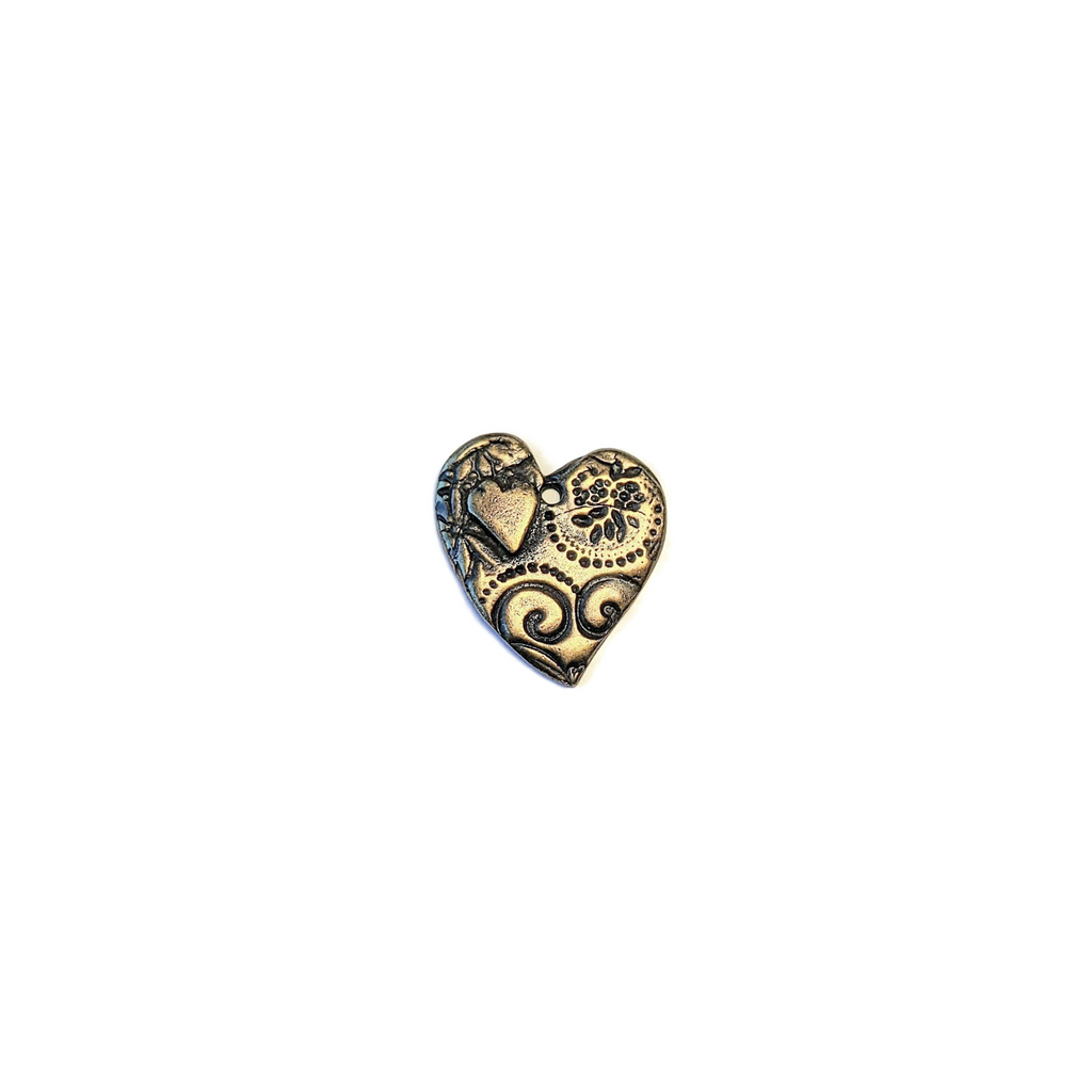 Large Antique Gold TierraCast® Art Deco Heart Pendant