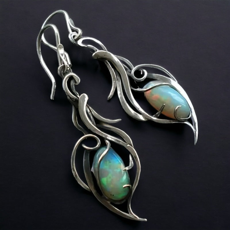 Elegant Swirl Opal Earrings