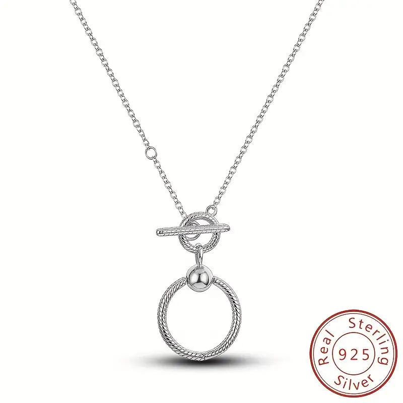 I'll Always be There Sterling Silver Toggle Charm Necklace