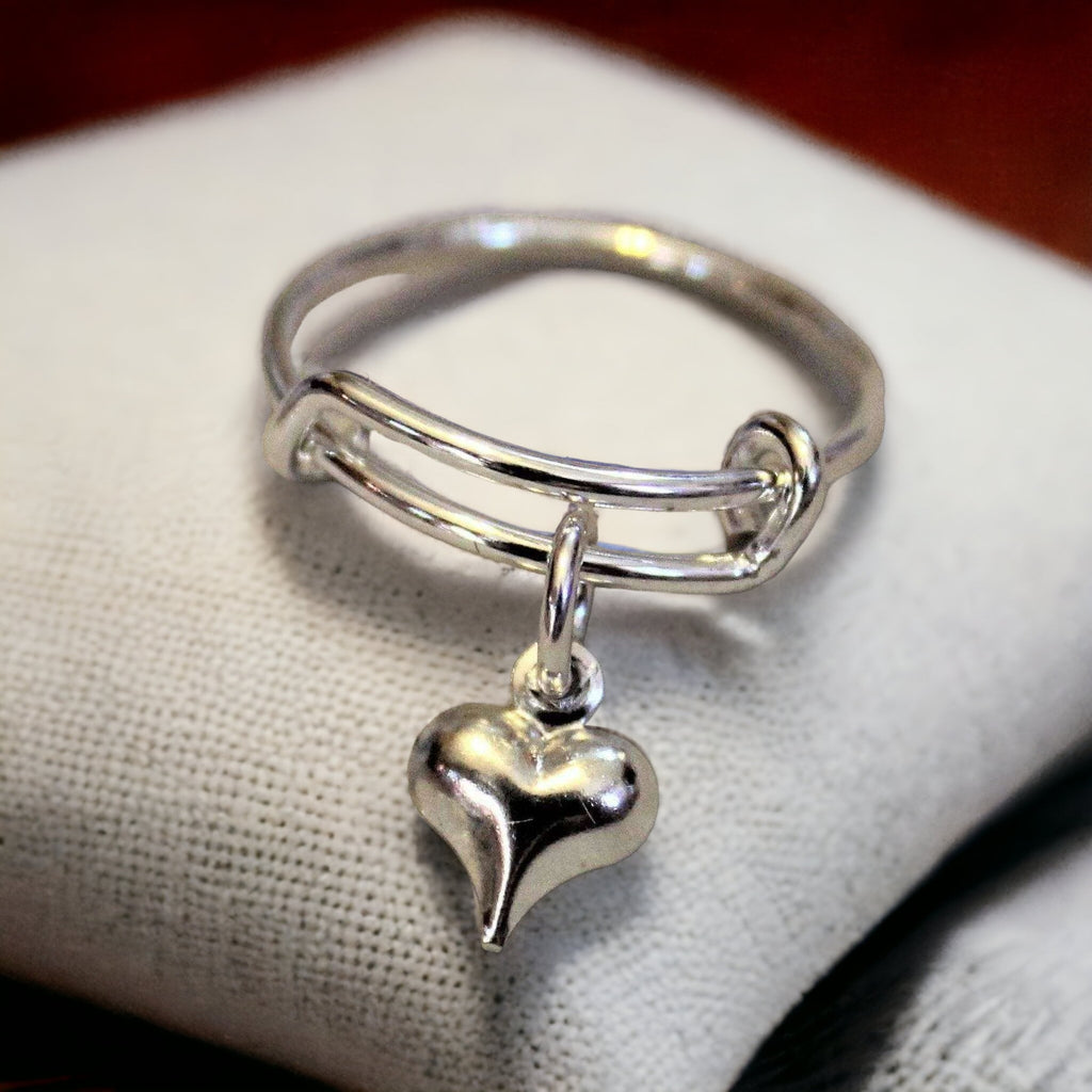 Puffy Heart Expandable Charm Ring