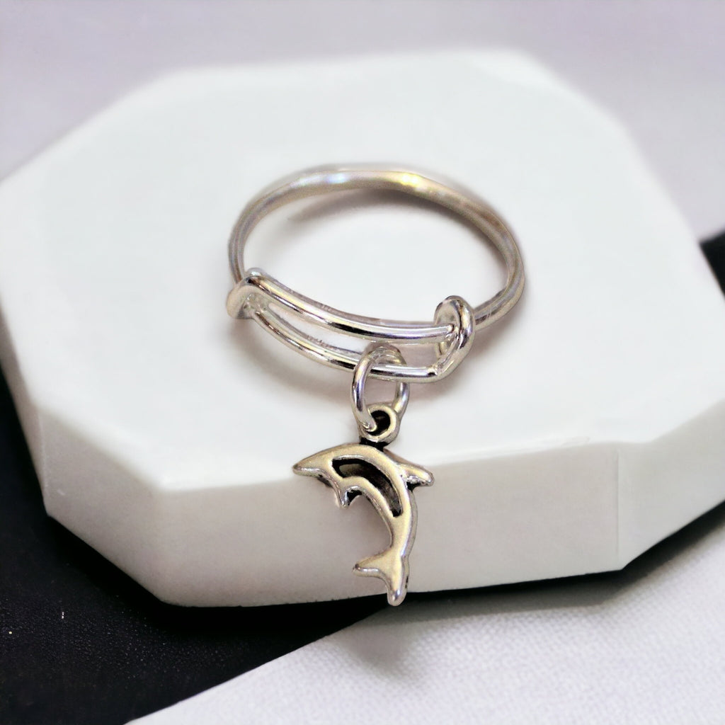 Tiny Dolphin Expandable Charm Ring,Gift for her