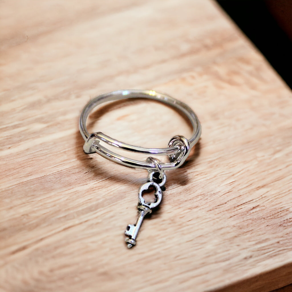 Key to my Heart Expandable Charm Ring
