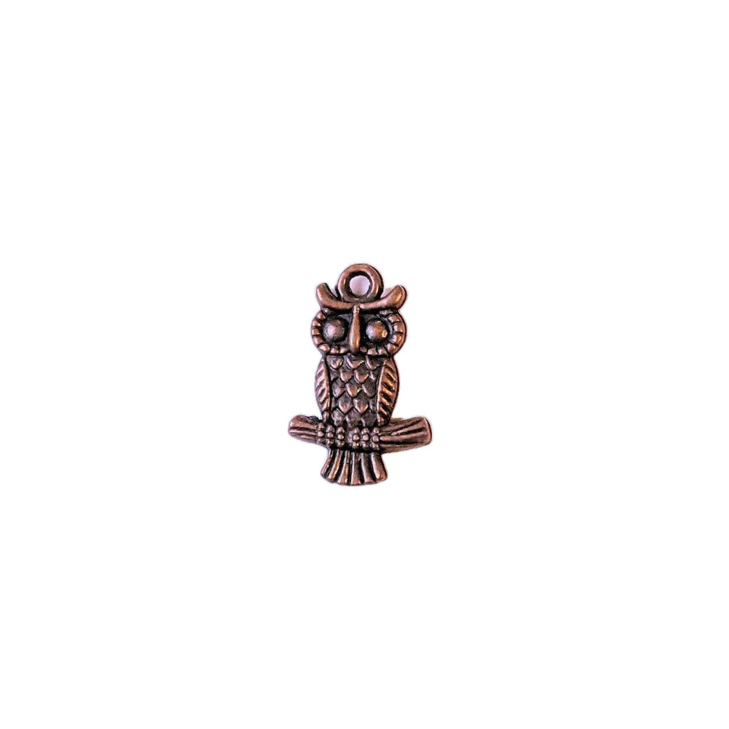 Antique Copper Tiny Owl Perching Charms
