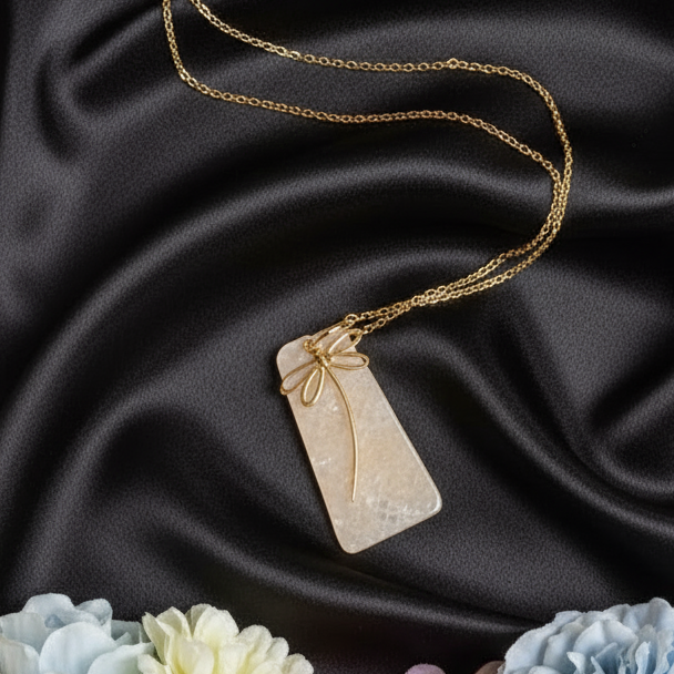 Dragonfly Tag necklace, Gold - 30 inch