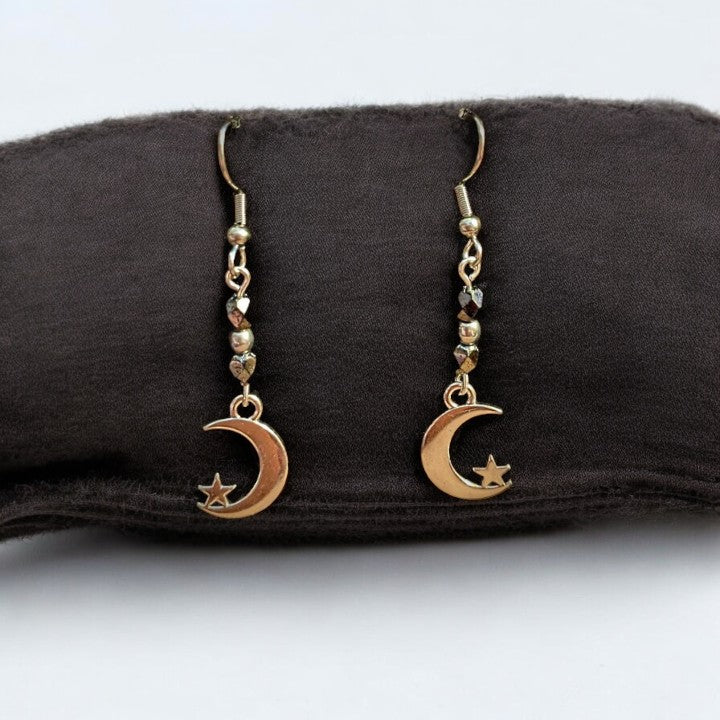 Crescent Moon Crystal Earrings