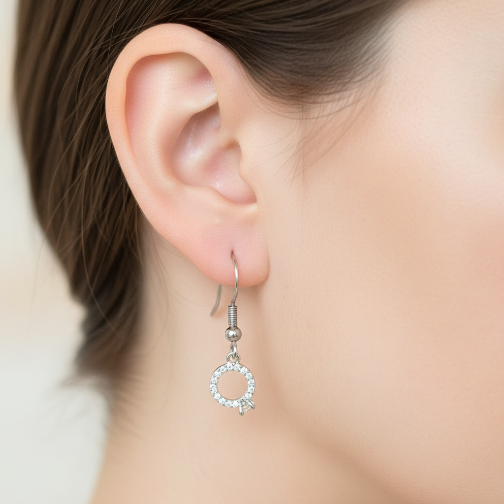 CZ Diamond Engagement Ring Necklace/Earring set, Sterling Silver