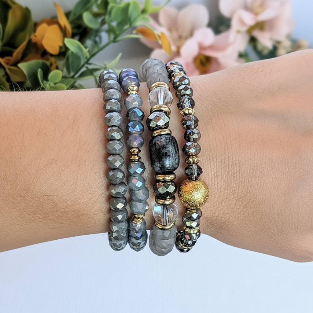 Regal Gray Crystal Endless wrap bracelet