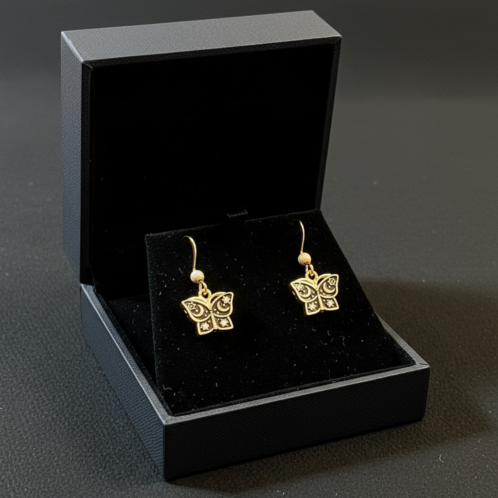 Celestial Butterfly Gold dangle earrings