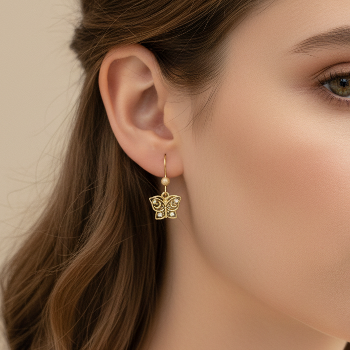 Celestial Butterfly Gold dangle earrings