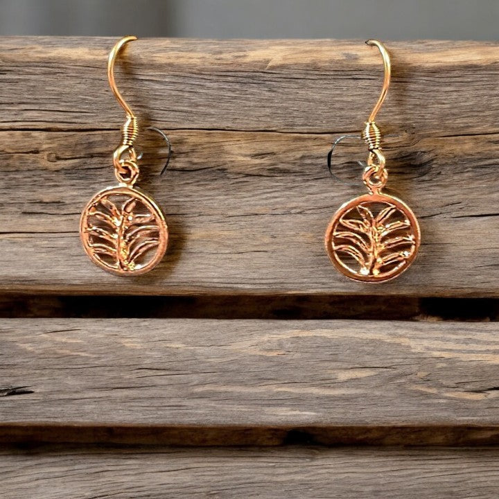 Palm Leaf Rose Gold dangle earrings