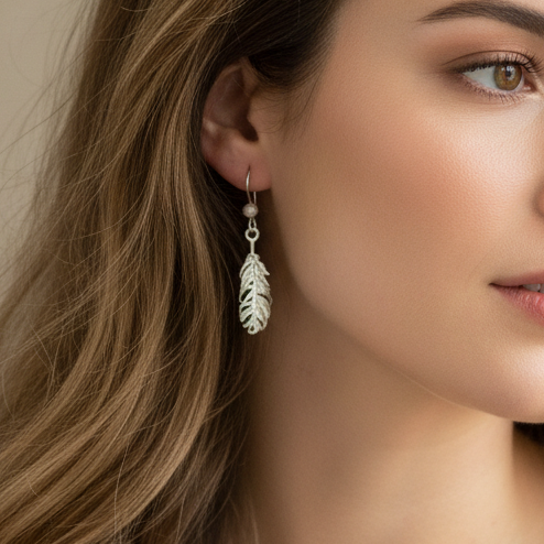 Feather Sterling Silver dangle earrings