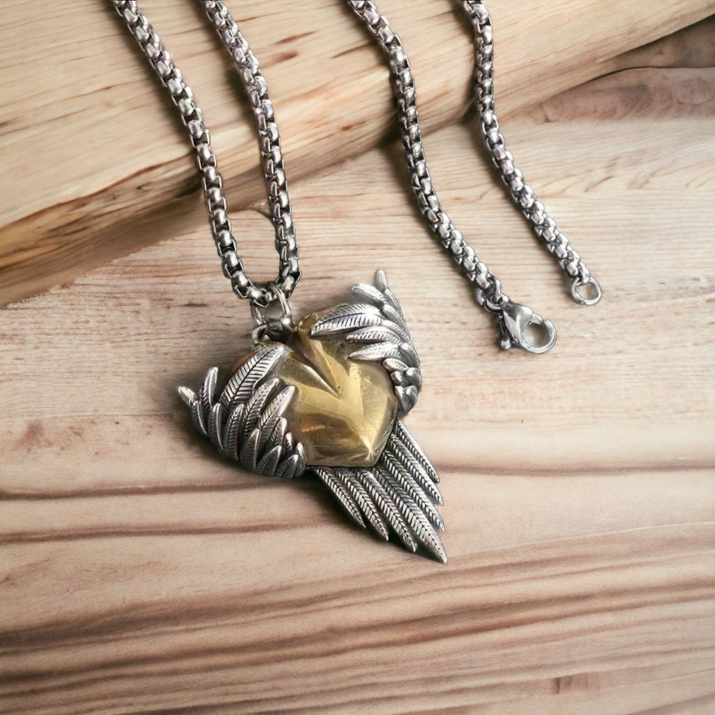 Angel Heart Hug Memory necklace, 24 inch, Unisex