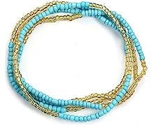 Beaded Stretch Cord Anklet-Turquoise Champagne
