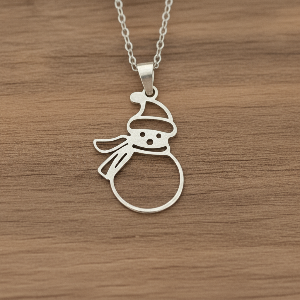 Christmas Necklace, Stainless Steel - 18 inch - Choose Yours! Snowman