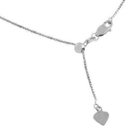 .925 Sterling Silver Adjustable Box Chain, adjustable up to 24 inches
