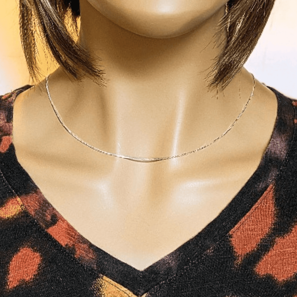 .925 Sterling Silver Adjustable Box Chain, adjustable up to 24 inches