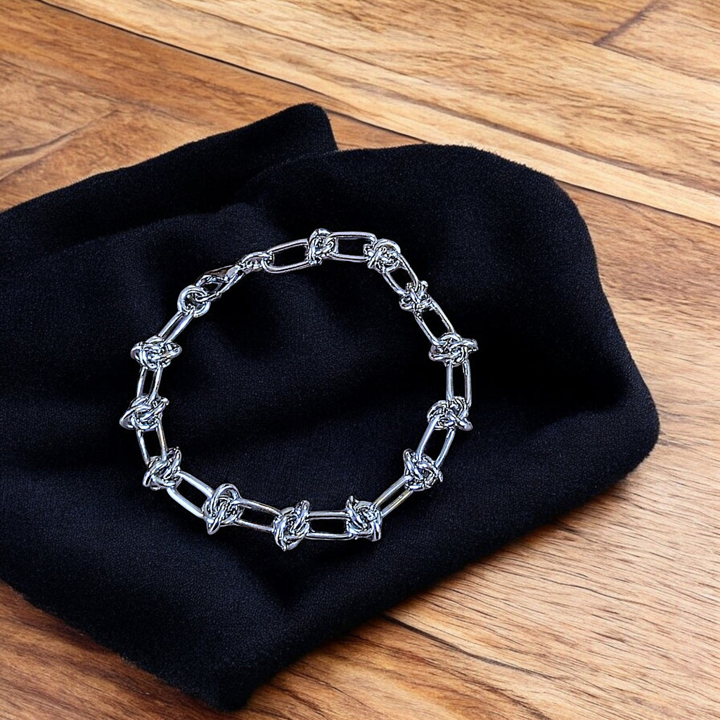 Silver Paperclip Barbed Wire Bracelet, Unisex