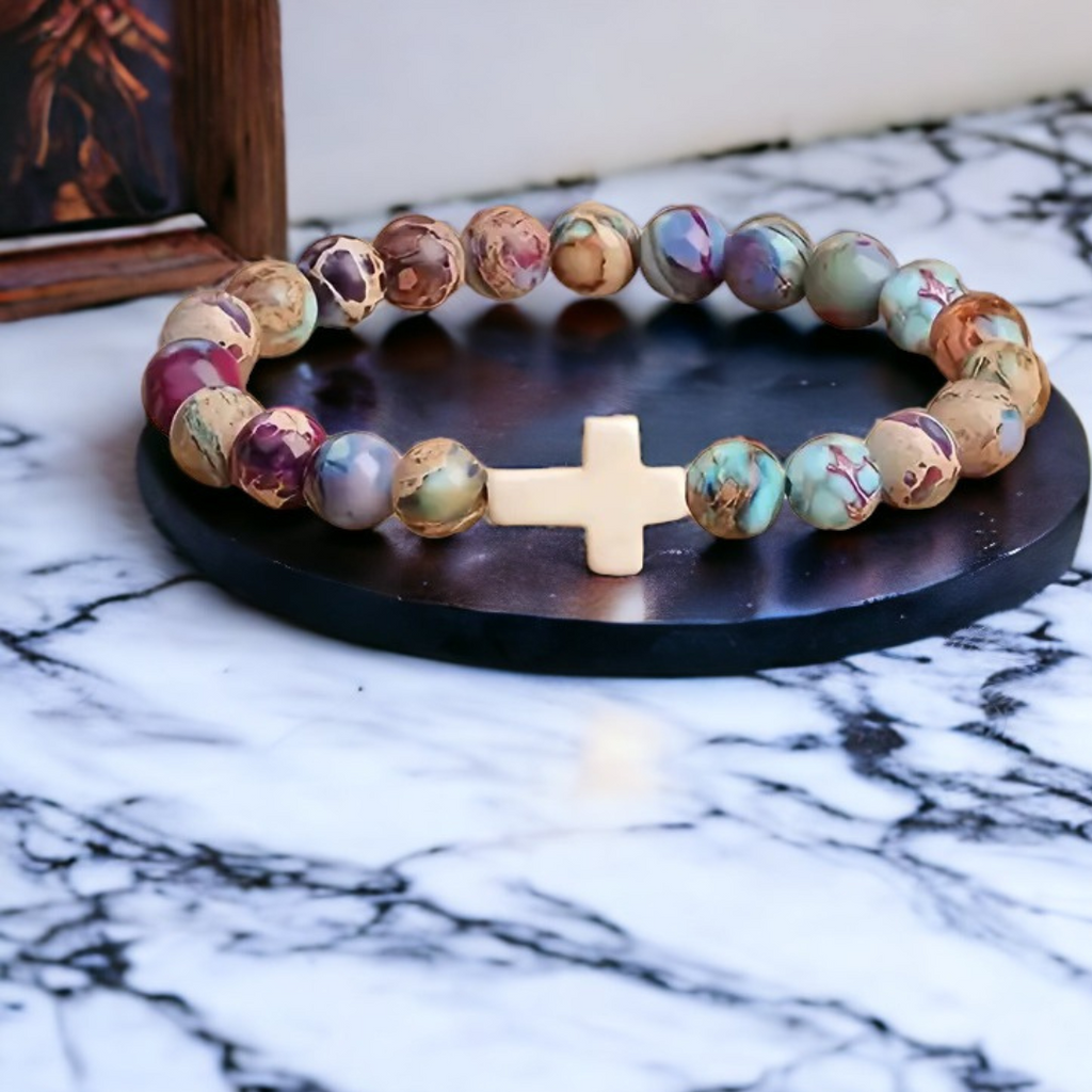 Beaded Cross Stretch bracelet