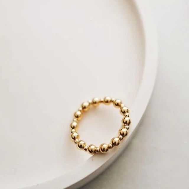 Adjustable Gold Beaded Stretch Ring