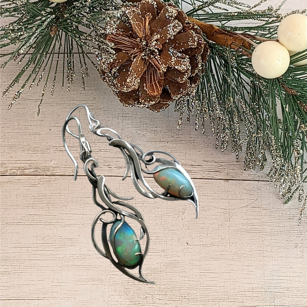 Elegant Swirl Opal Earrings