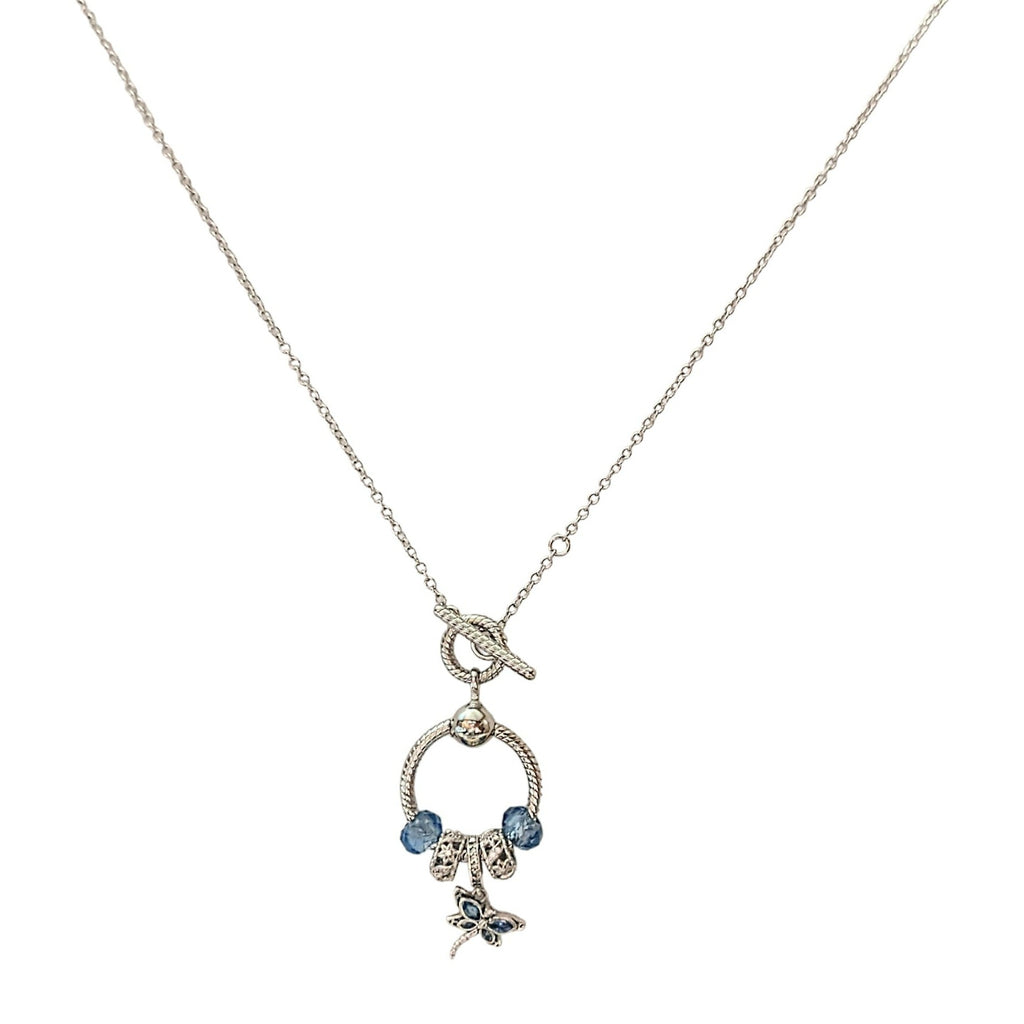 Dragonfly Sterling Silver Toggle Charm Necklace